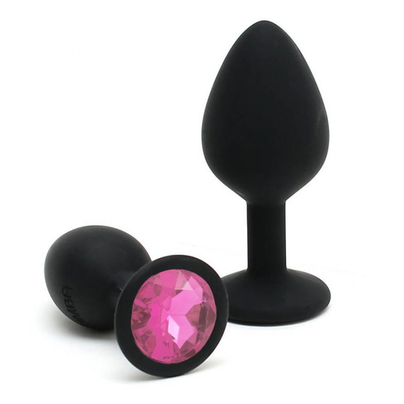 Adora Black Jewel Silicone Butt Plug - Light Pink - Large